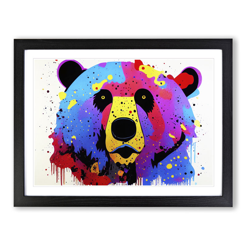 Bear Splash Vol.5 - Single Picture Frame Print, Black, 25cm H x 34cm W x 2cm D