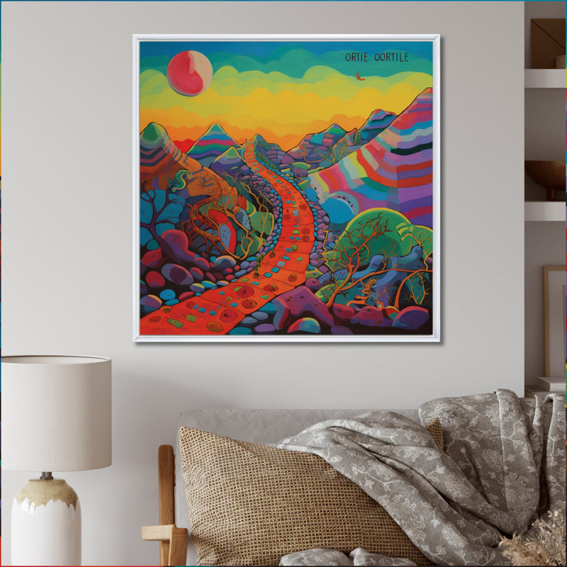 «The Obstacle Is Path Dreamy Rainbow Mountains», H 30 po x l 30 po x P 1 po, Cadre flottant blanc