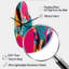 «Pink and Turquoise Abstract Enigma I», horloge murale asymétrique abstraite-104243438