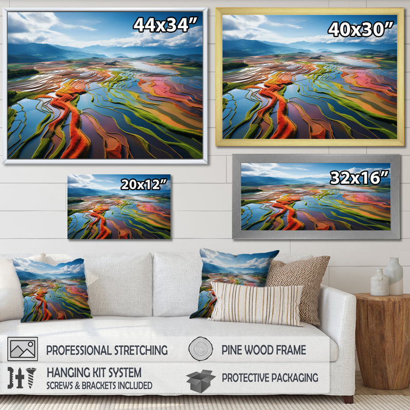 «Colorful Rainbow Fields Of Chroma I», reproduction sur toile, H 12 po x l 20 po x P 1 po, Toile tendue