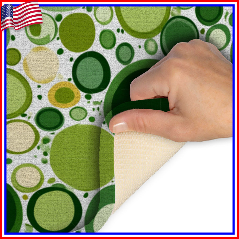 Tapis de salle de bain Circles, Simple - L 24 po x l 17 po, Dark Green Polka Dots