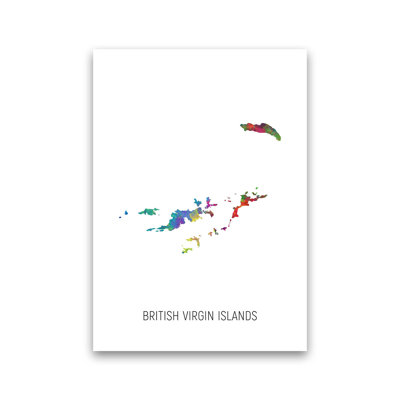 British Virgin Islands Watercolour Map by Michael Tompsett - Print