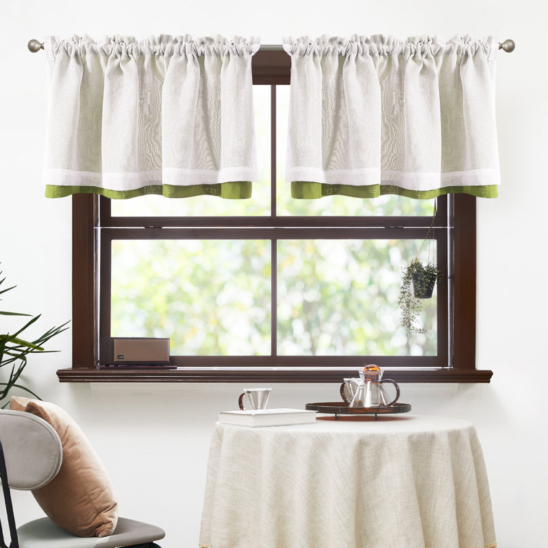 Rod Pocket Double Layer Window Valance (Set Of 2), 42" W x 19" L, Green