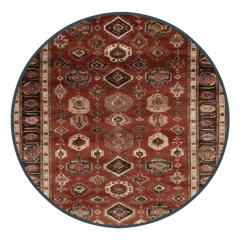 Machine Washable Persian Brown Area Rug, Round 3'