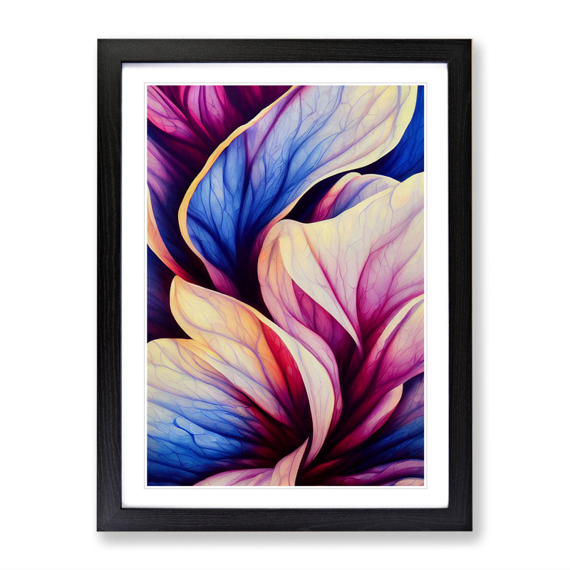 An Abstract Flower No.5 - Single Picture Frame Print, Black, 64cm H x 46cm W x 2cm D