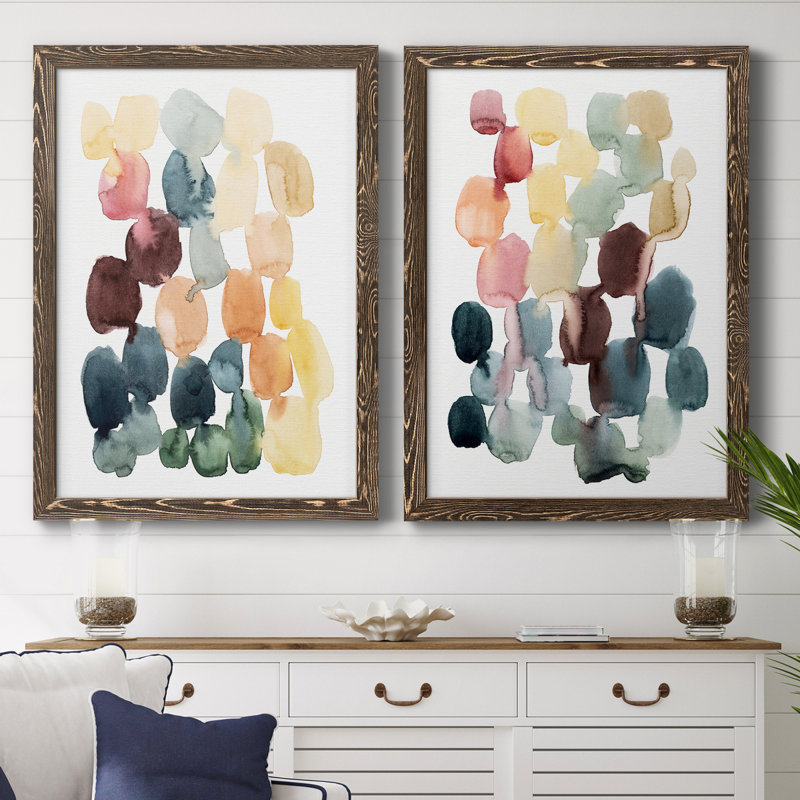 Desert Stones I - ensemble de 2 peintures sur toile encadrées, H 37,5 po x l 55 po, Noyer
