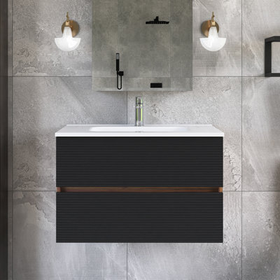 30 po W Meuble-lavabo mural simple avec lavabo