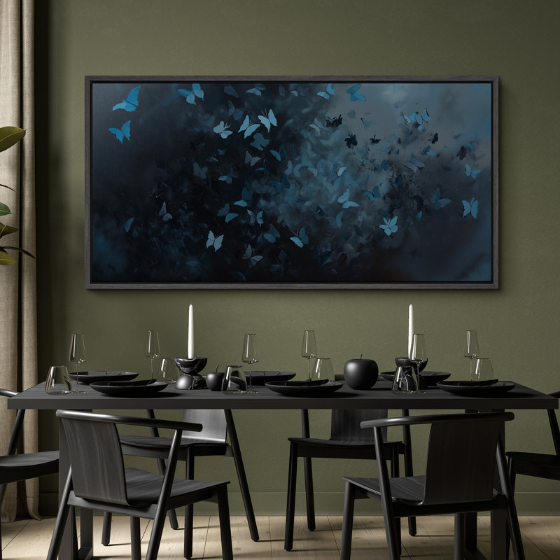 Impression sur toile encadrée surdimensionnée de décorations murales encadrées bleu marine foncé, Noir, noir, noir, noir