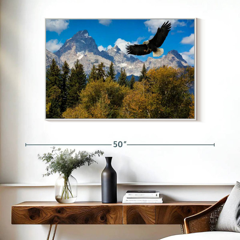 Grand Teton Eagle, Cadre flottant blanc, 40 po x 27 po