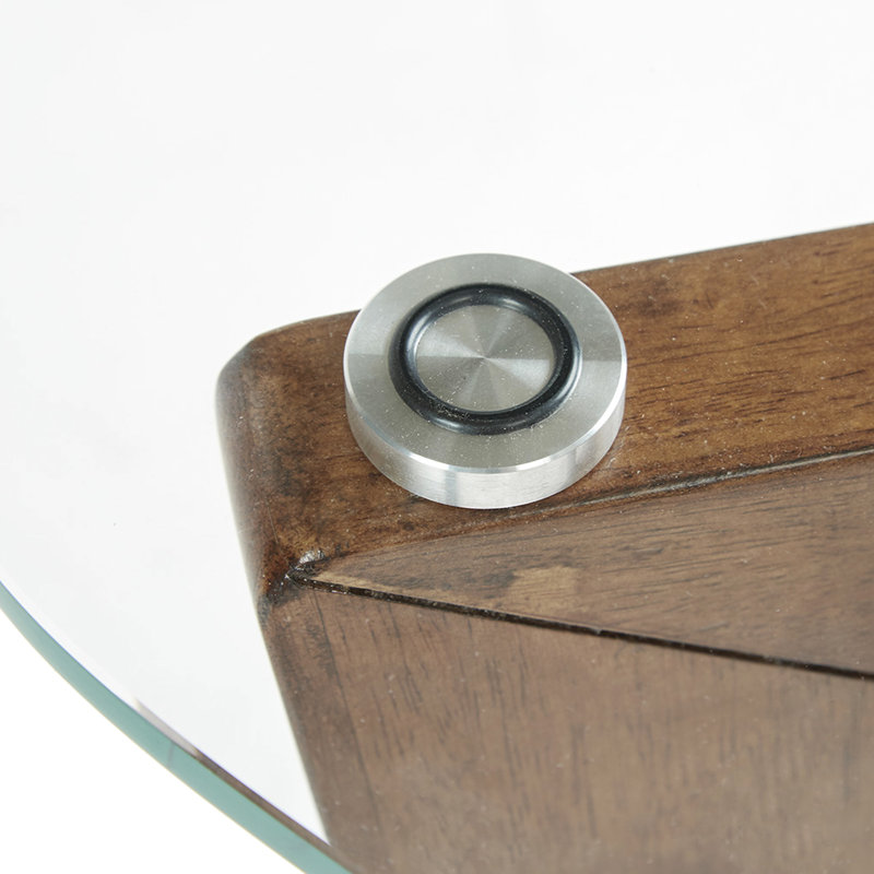 Table basse en bois de pacanier 28 po avec verre moderne l 42 po