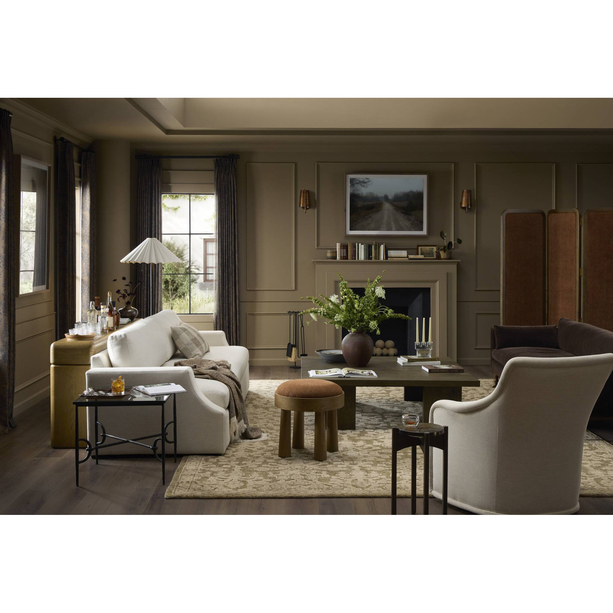Upholstered Swivel Wingback Chair, Crypton Nomad Snow