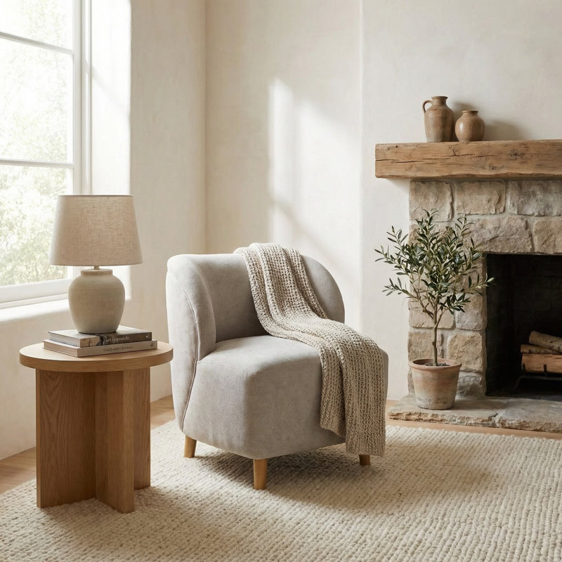 Laffont Barrel Chair, Beige, Clear