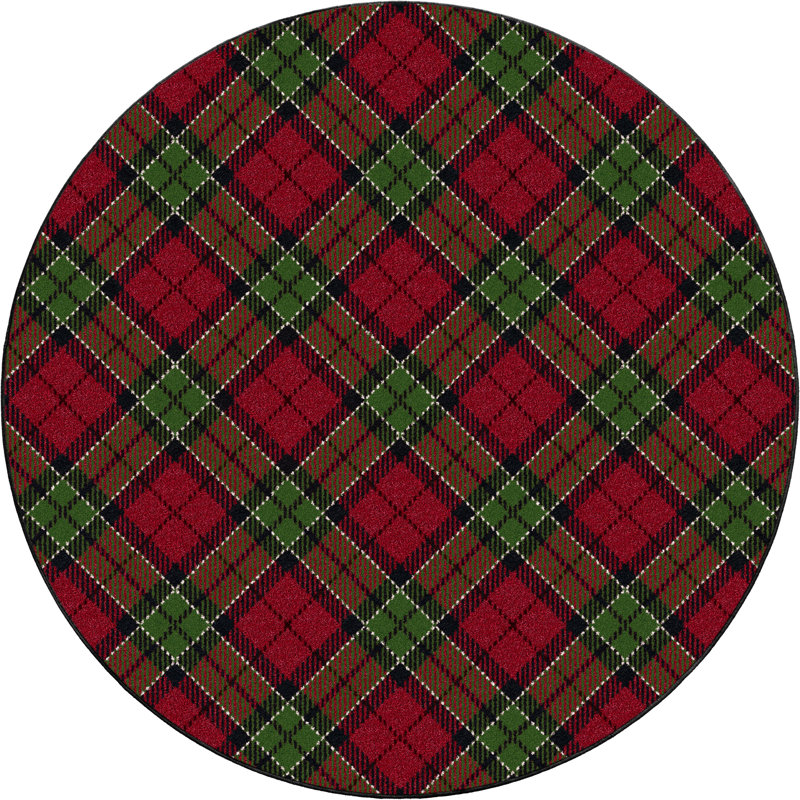 Tapis à motif écossais Ligaya Christmas, Rond 5 pi 4 po x 5 pi 4 po