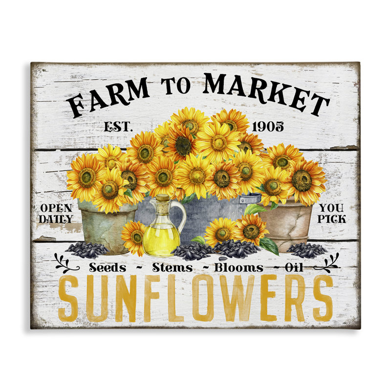 «Farm to Market Sunflowers», art mural sur toile par Creatif Belle bp-567_CN, H 16 po x l 20 po