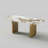 Hugette Modern 78.7" Sintered Stone Dining Table for 6-8 People, Large Rectangle Dining Room Table, Luxury White & Gold Kitchen Table with H-shape Stainless Steel Base (Table Only )-850415917-850415916