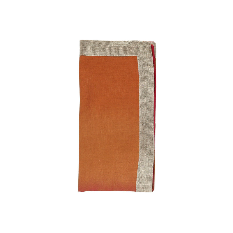 Dip Dye Linen Napkin, Cranberry/Orange