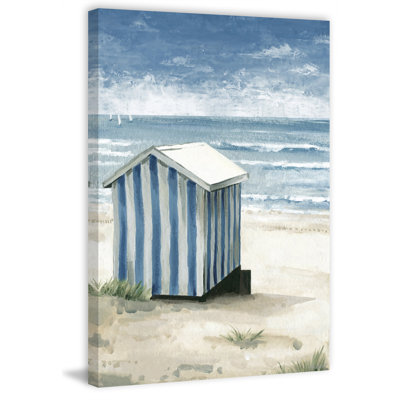 " Striped Beach Hut " Acrylic Painting