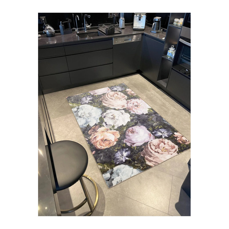 Woven Carpet With Rose Pattern, Runner 2'6" x 6'7"