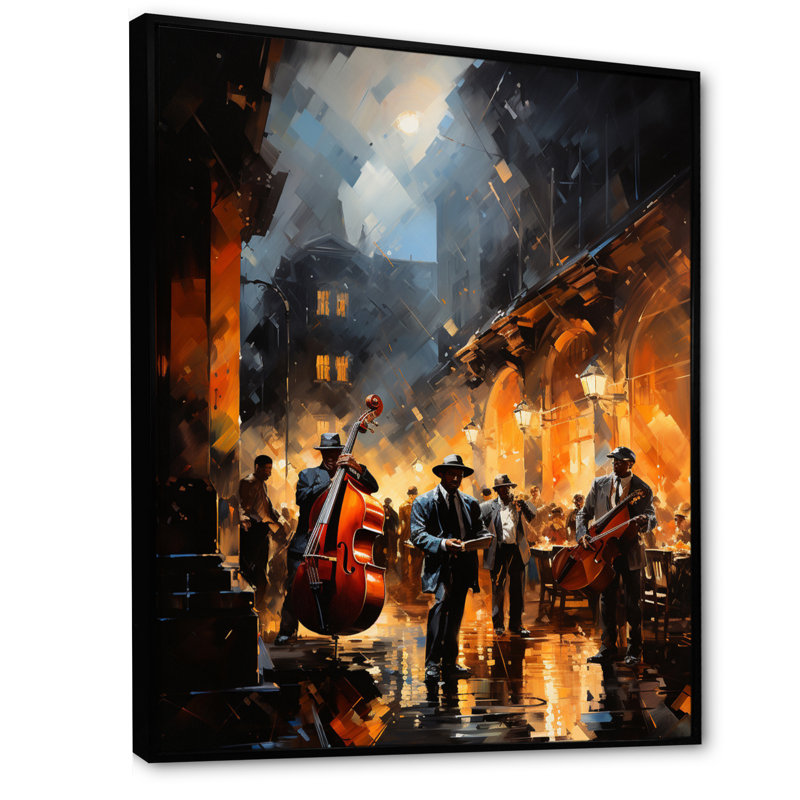 Lashaon Jazz Harlem Renaissance IV - African American Art Wall Art, 32" H x 24" W x 1" D, Black Floater Framed
