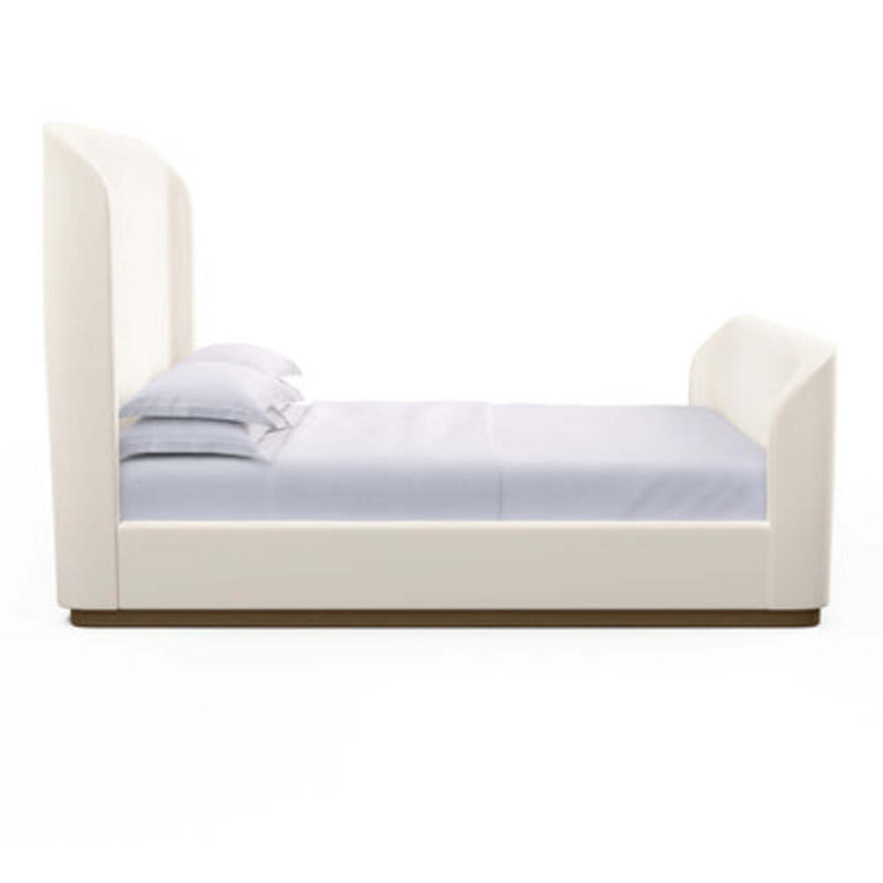 Barrow Upholstered Wingback Bed, Plush Velvet Oyster, California King, Weathered