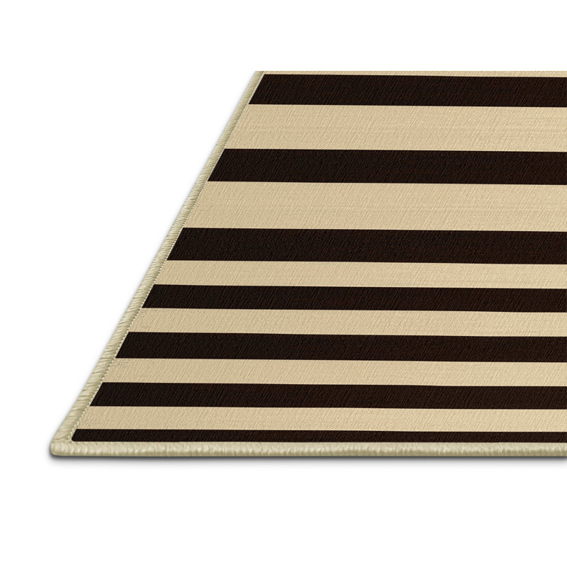 Tapis beige à rayures horizontales lavable à la machine, Rectangulaire 2 pi x 3 pi