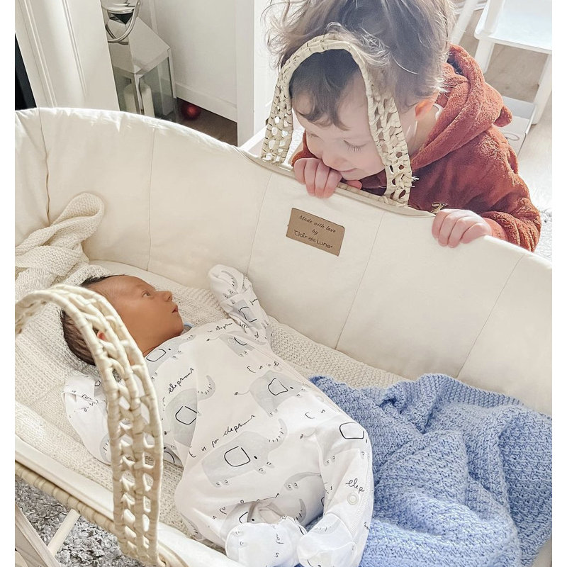 Organic Palm Moses Basket, Cream