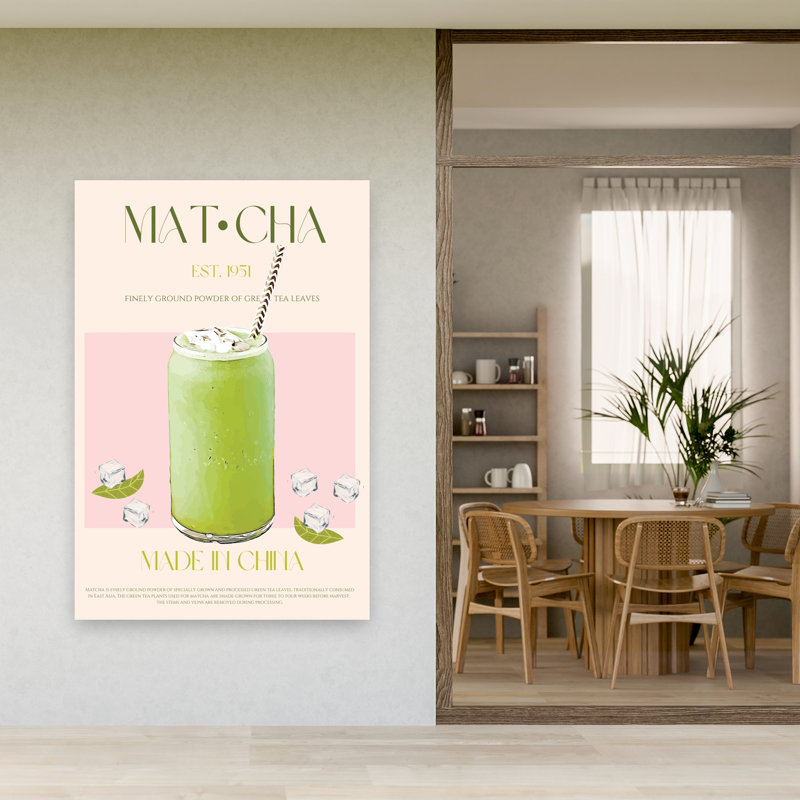 «Refreshing Matcha Latte Abstract Contemporary Summer Landscape», art mural, H 60 po x l 40 po