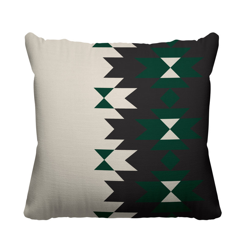 Coussin décoratif intérieur / extérieur Shako Southwestern, L 17 po x H 17 po, Émeraude