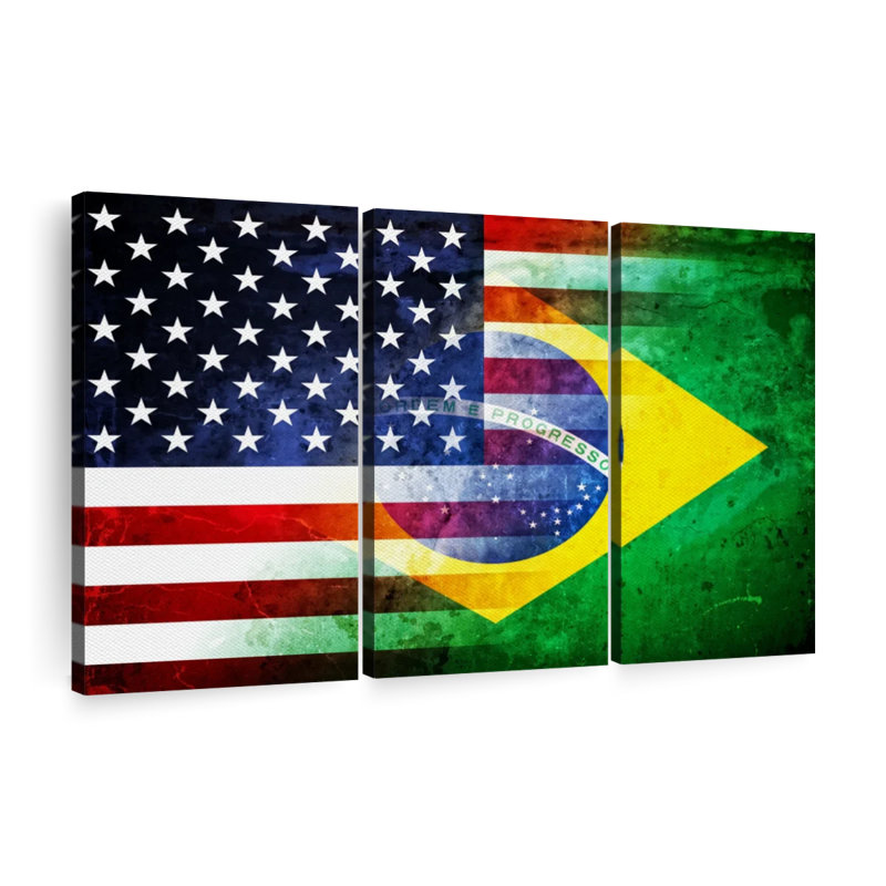 "USA Brésil" sur toile, H 36 po x l 57 po