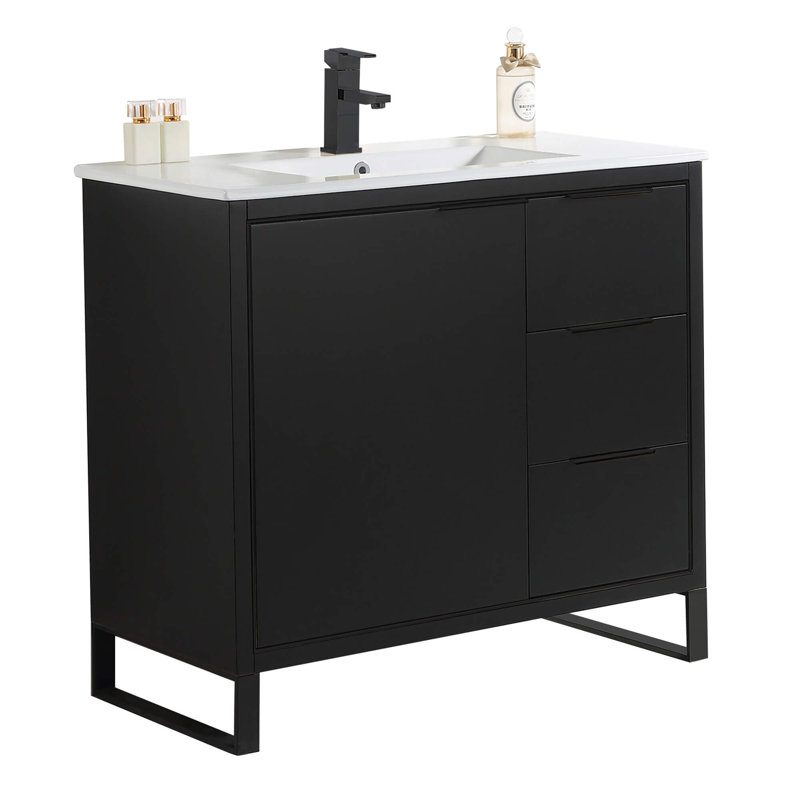 Ensemble de meuble-lavabo simple 36 po, Noir mat, Noir mat