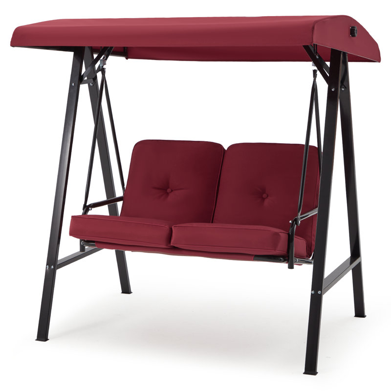 2 Person Porch Swing with Canopy, Wine Red