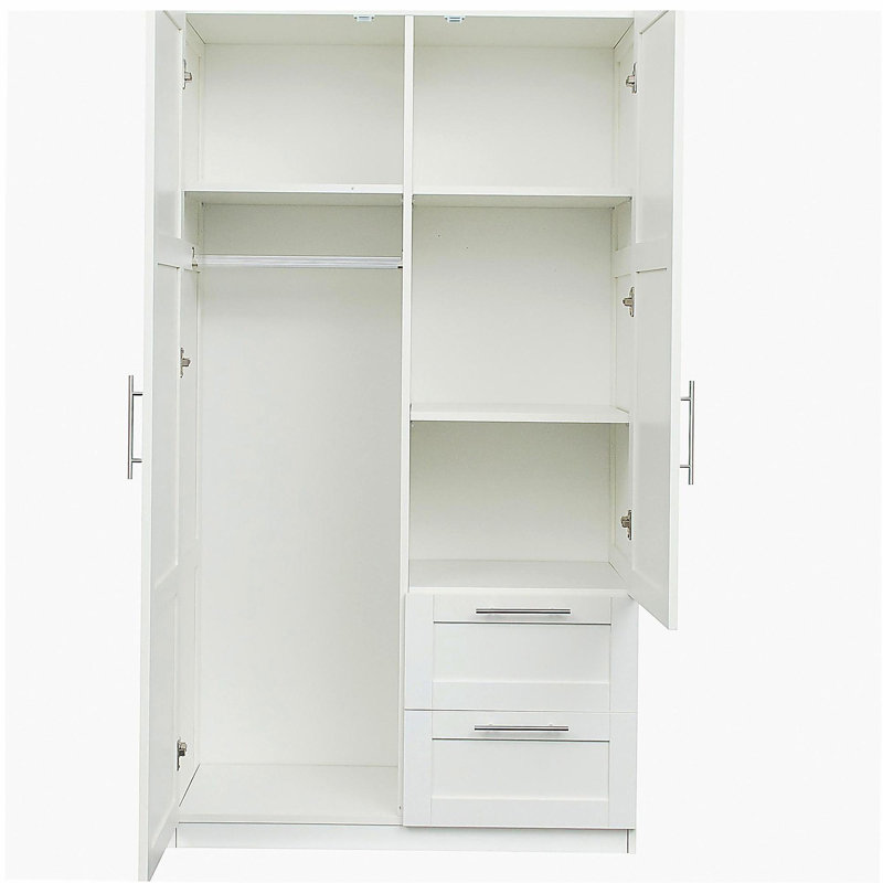 Armoire haute et armoire de cuisine avec 2 portes, 2 tiroirs et 5 espaces de rangement, blanc