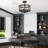 4-Light 12.6"W Dimmable Modern Industrial Drum Semi Flush Mount Farmhouse Round Ceiling Light Fixture for Kitchen Island Foyer Dining Room-234621182