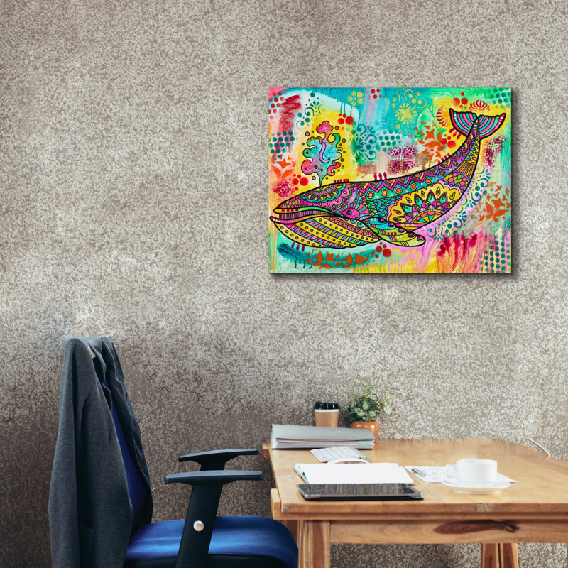 «Blue Whale» par Dean Russo, art mural sur toile, H 26 po x l 34 po x P 1,5 po