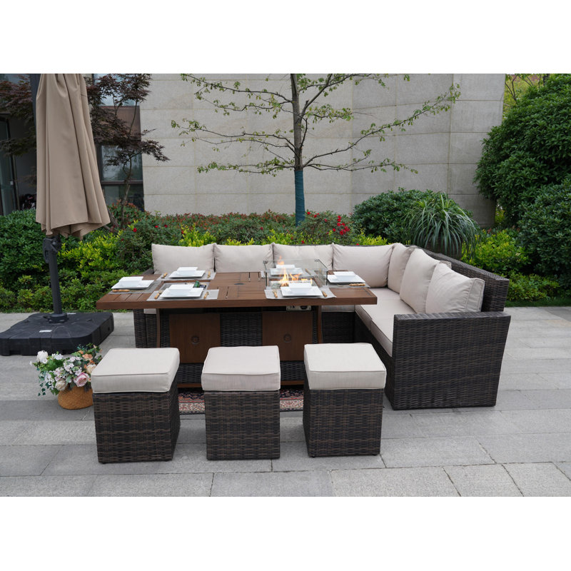 Talyn Wicker 9 - Person Modular Patio Conversation Set with Cushions