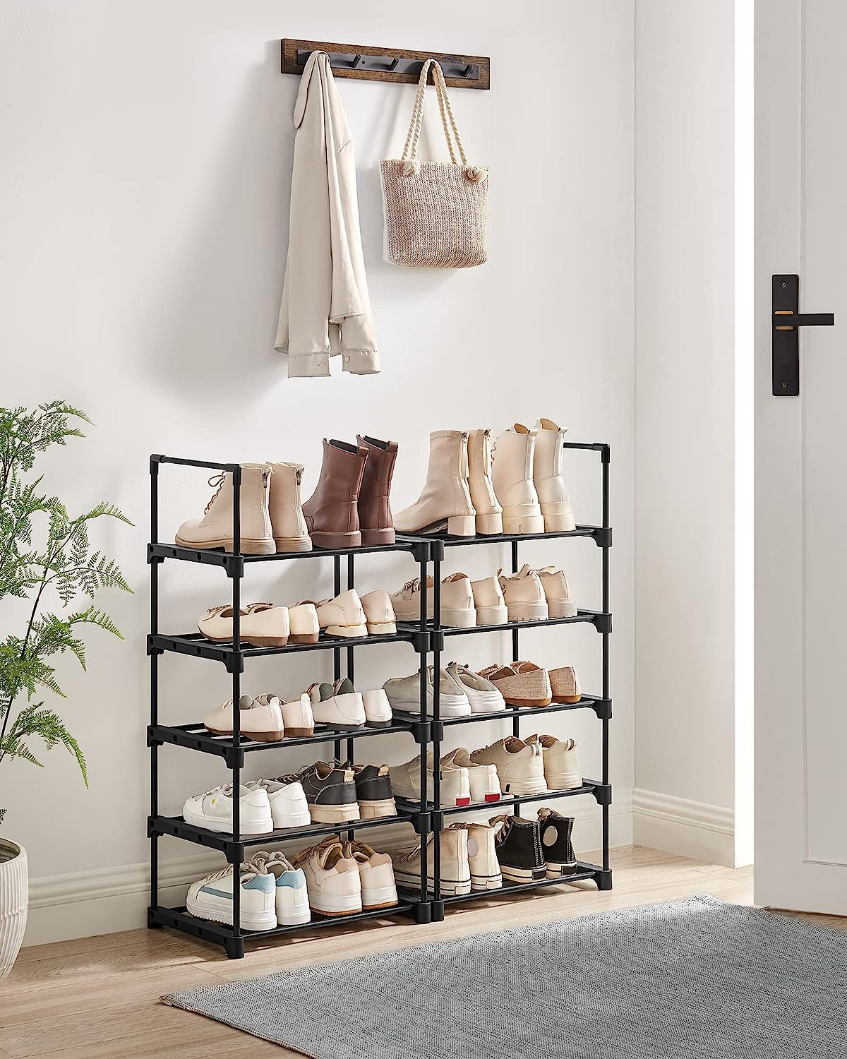 20 Pair Stackable Shoe Rack Rebrilliant Finish: Black