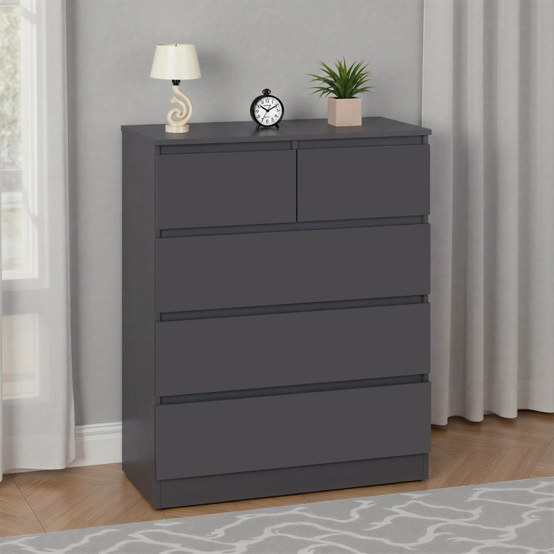 80cm W 5 - Drawer Chest of Drawers, Grey