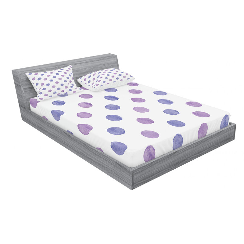 Microfiber Polka Dots Sheet Set, Queen Sheet Set + Fitted Sheet + 2 Pillowcases