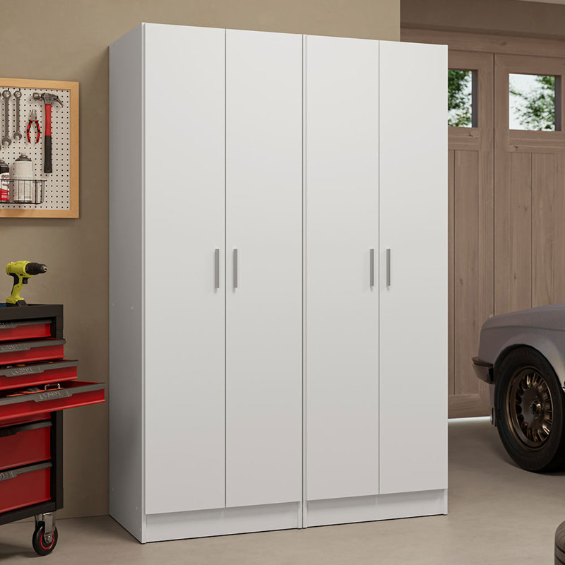  Ensemble de rangement de garage 4 portes 8 tablettes utilitaires L 47 po Unité d'organisation en bois pour le garage et les outils 6 tablettes réglables anti-basculement - blanc