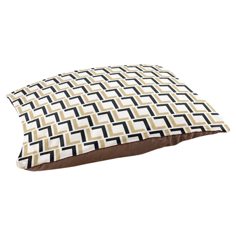 Coussin pour chien Bonheur, Small  (18'' W x 28'' D x 4'' H), Blanc / vieil or / noir