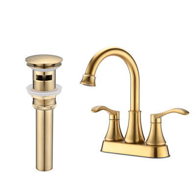4-inch wide centerset bathroom faucet 360° swivel spout with pop-up drain