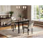 L'ensemble de mobilier de salle à manger 3 pièces contient une table de cuisine rectangulaire à feuilles papillon et 2 chaises rembourrées en tissu Shitake, noir-488442535-488442533-488338514