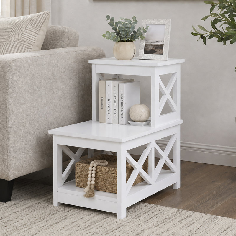 Table de bout avec rangement Darek, Blanc