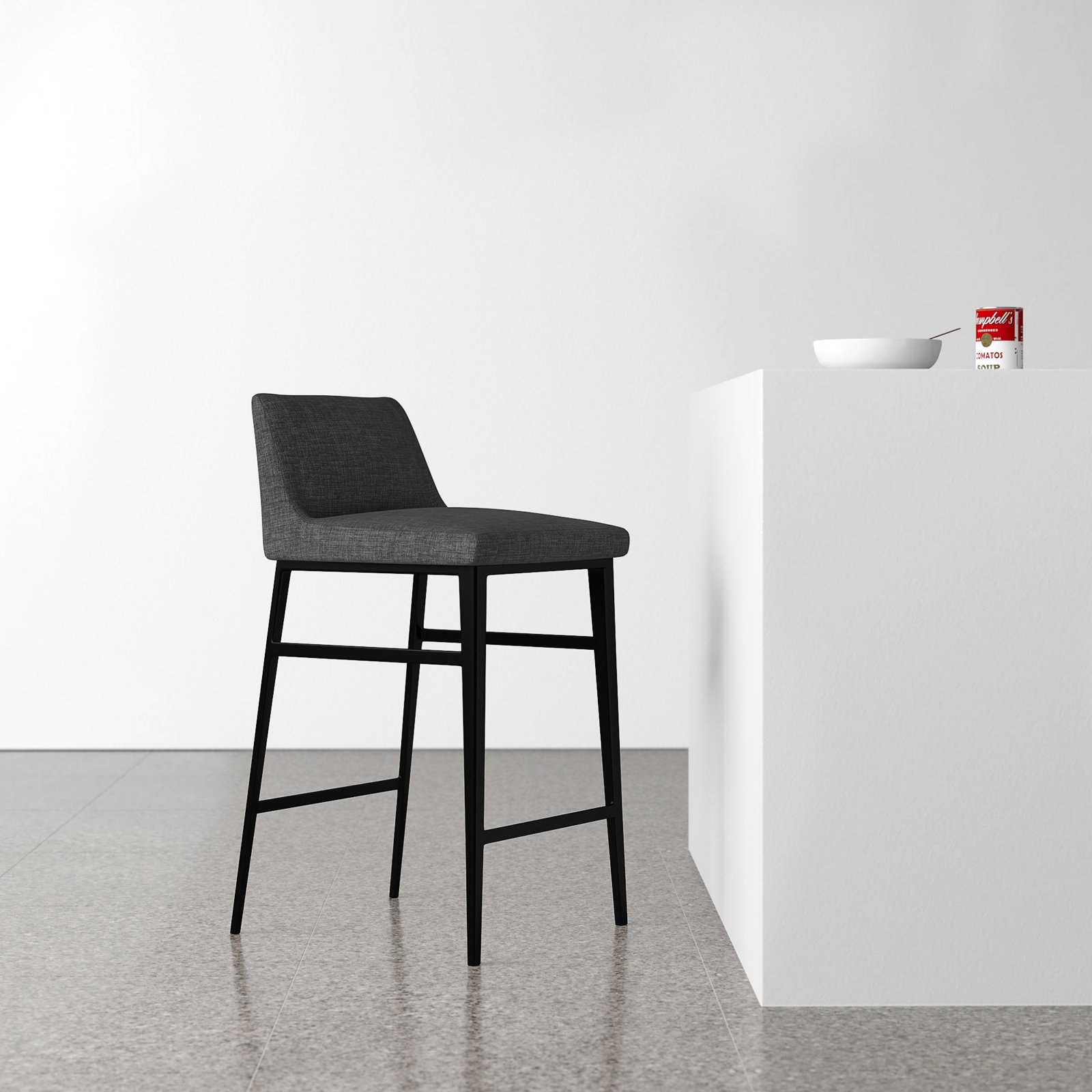 Brandi Bar Stool, Counter Stool (25.5” Seat Height), Charcoal