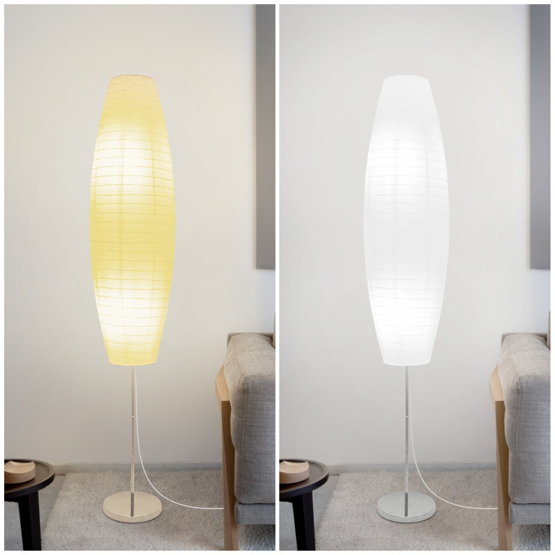 2*Pcs Paper Art Floor Lamp, Japanese Style Floor Lamp, Rice Paper Lampshade, Warm And Simple Style, Corner Paper Lantern, Suitable For Bedroom, Office And Living Room - Beige