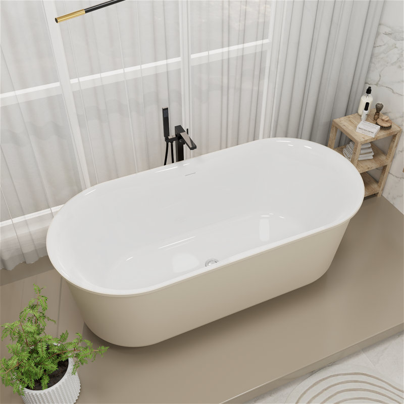 Colour 59'' x 27.56'' Soaking Bathtub, Khaki