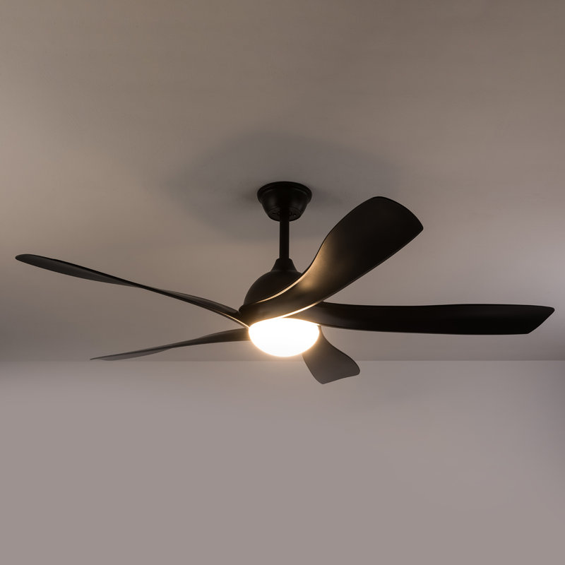 52Inch 5 Blades 3 Color Ceiling Fan Light With Remote Control White, Black, Black
