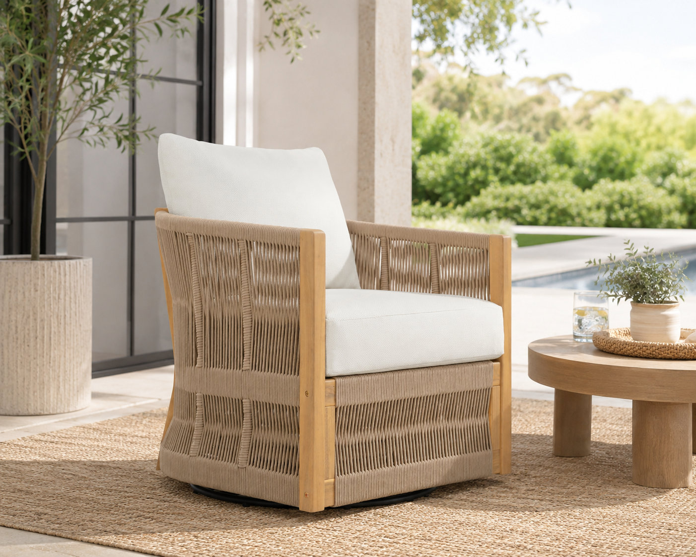 Niko Swivel Lounge Chair, Ivory