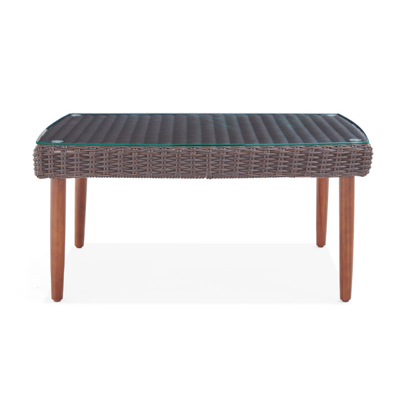 Rectangular Glass Outdoor Coffee Table - 88.9 cm W 60.9 cm D, 43.18cm H x 88.9cm W x 60.96cm D