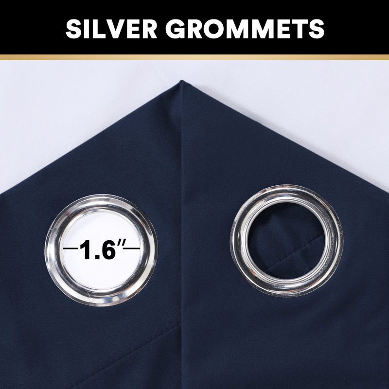 Paire de rideaux occultant et isolant avec œillets Adona, Bleu marine, l 52 po x L 96 po